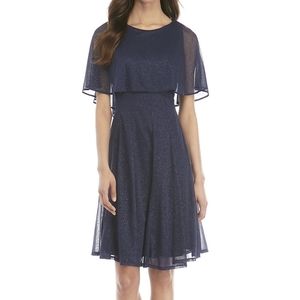 Navy blue cape sparkle dress size 10